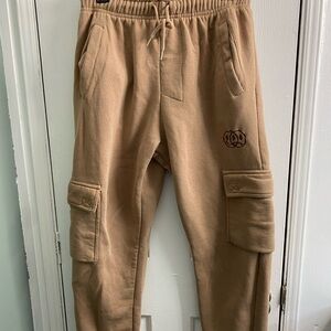 Men's Tan Cargo Jogger SweatPants